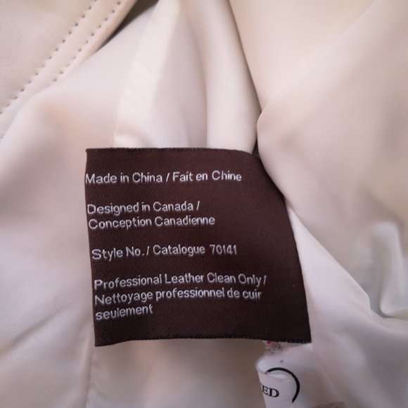 Danier Leather Ladies Off White Motto Style Leather Jacket - Picture 5 of 16